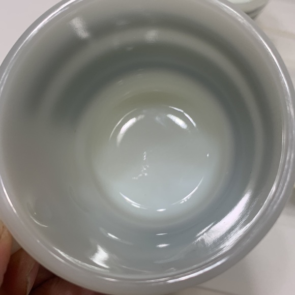 Vintage milk glass green stripe cup 4 count lot - Picture 13 of 16